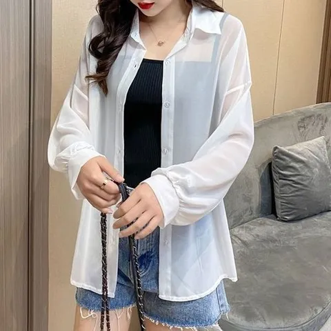 리빌모아 여름 여자 루즈핏 바캉스 시스루 긴팔 셔츠 SDW-SHS-SDK1002165_P404214191