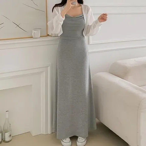 셀러허브 1 여자 슬림 드레스 드레이프 글램룩 잔주름 세트