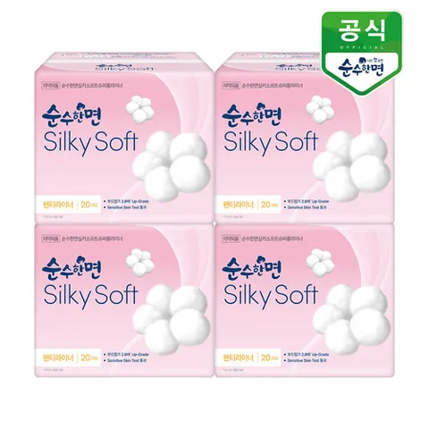 깨끗한나라 순수한면 생리대 실키소프트 슈퍼롱 라이너 20P x 4팩