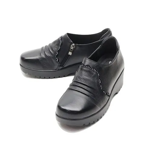 세자매 하루종일편한 소가죽 여성통굽구두 5cm 키높이 부츠 통굽로퍼 / 경량 / 고퀄리티_P371770126