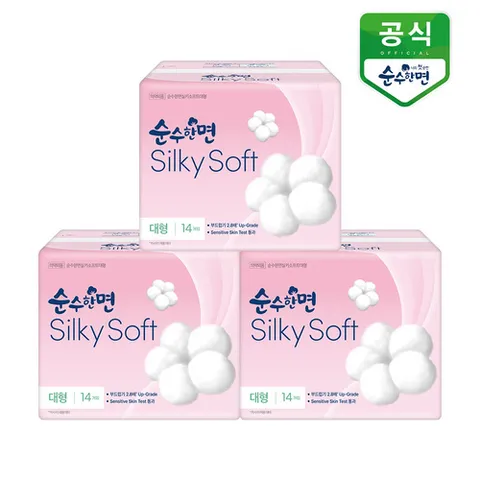 깨끗한나라 순수한면 생리대 실키소프트 대형 14P x 3팩