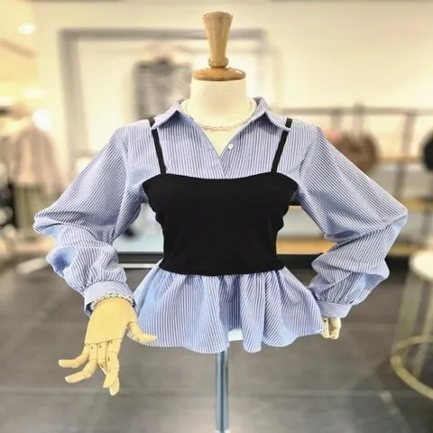 패션플러스 [이프네] IQ2WBL46스트라이프뷔스블라우스