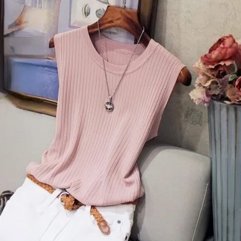 셀러허브 패션 [와이에스몰] 여성 골지 민소매  여름 민소매 티셔츠 (8796795A)