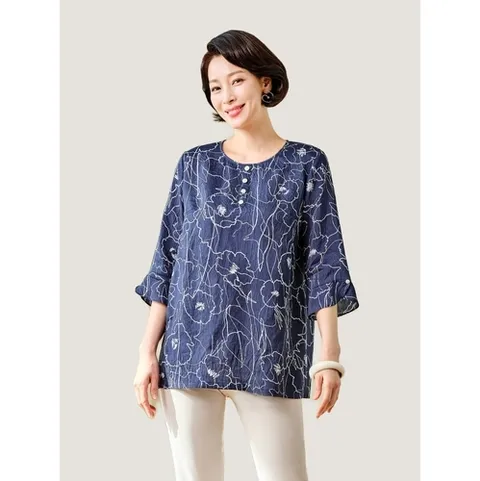 마담엘레강스 마담엘레강스] 아이스플라워 크리즈인견 블라우스 K242BL12