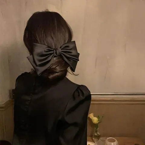 리더스 리더스]  사랑스러운 시크 올블랙 왕리본 포인트 (10120455)