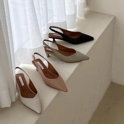 셀러허브 패션 여성 정장 구두 뾰족앞코 버클 슬링백 펌프스