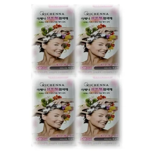 셀러허브 식품 리체나 샴푸형 염색제 80g 4개 자연스러운 흑갈색