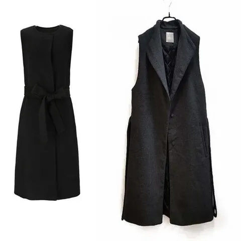 셀러허브 패션 [오노마] ONM W20729 고퀄 노카라 벨트 모직 롱조끼 코디 모직정장