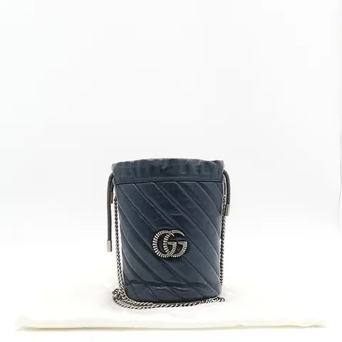 구찌 고이비토 중고명품 Gucci(구찌) 573817 네이비 레더 마몽트 미니 버킷 숄더백