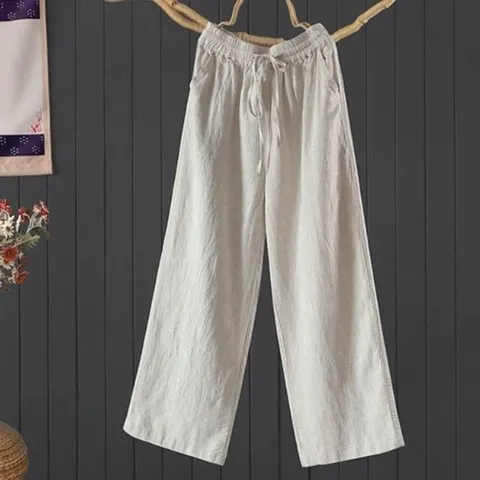 기타 시원하고 가벼운 린넨 허리밴딩 통바지 캐주얼 (KYR-WFHN7GU)