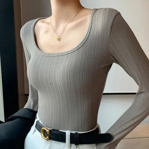 셀러허브 패션 [룽스_62]넓은 유넥 디자인 실림 긴팔 티셔츠 20대 30대 (45852706)
