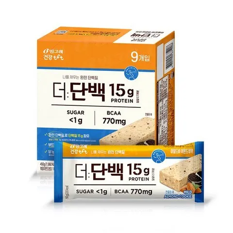 빙그레 더단백 프로틴바 9개입 마일드바 아몬드쿠키