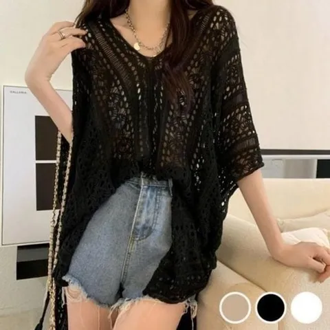 셀러허브 패션 [라일리여성의류] Rly 하절기 스타일링 캐주얼 언밸런스스웨터 브이칼라 (44807713)