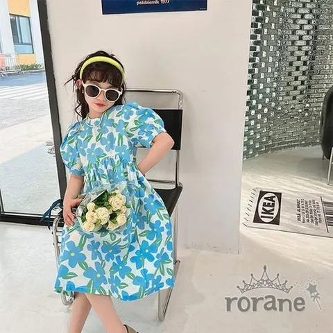 셀러허브 1 [XBH24619]주니어 여름 여아 북유럽 플라워 원피스