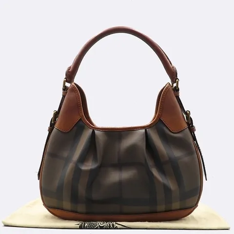 버버리 고이비토 중고명품 Burberry(버버리) 3763883 브라운 레더 스모크체크 호보 숄더백