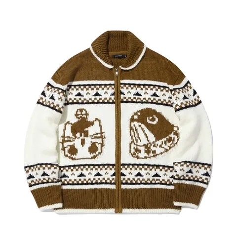 인터크루 숄카라 코위찬 집업 가디건 스웨터 카멜 ITZ4WC01ACA