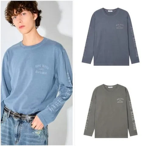 버커루 남성 루즈핏 레터링 다잉 긴팔 티셔츠US