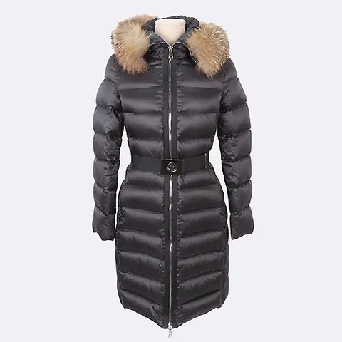 몽클레어 고이비토 중고명품 MONCLER(몽클레어) 블랙 컬러 TINUVIEL(티누비엘) 폭스퍼 여성용 벨트 롱패딩 - 0사이즈