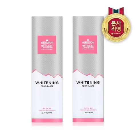 LG생활건강 [국내 신개념 미백치약] 히말라야 핑크솔트 화이트닝 치약 100g*2개 (클래식민트)