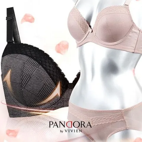 판도라 바이 비비안 모던 체크 레이스 몰드 브라팬티세트 bp7099_P053469261