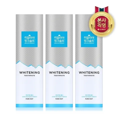 LG생활건강 [국내 신개념 미백치약] 히말라야 핑크솔트 화이트닝 치약 100g*3개 (퓨어민트)