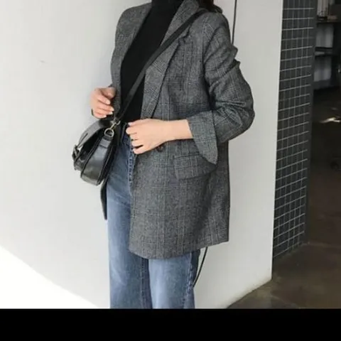 셀러허브 패션 [JHQRLURJ_4B]체크자켓 가을여성자켓 여성마이 사무실 면접