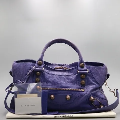 발렌시아가 고이비토 중고명품 Balenciaga(발렌시아가) 173082 퍼플컬러 레더 자이언트 파트타임 2WAY + 보조거울