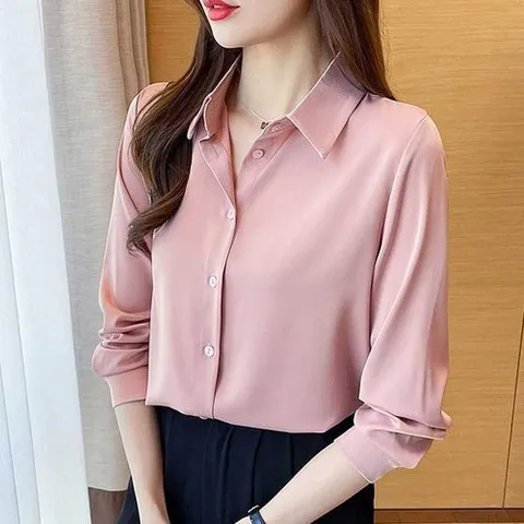 셀러허브 1 [XBJ6I15P]베이직 디자인 데일리 무드 긴팔 새틴 셔츠