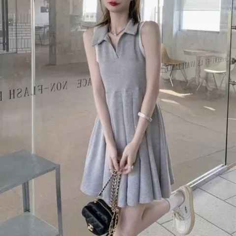 신상오픈런 CMO456F디리퍼 원피스 여성 스프링 카라 나시 와플18155178597559