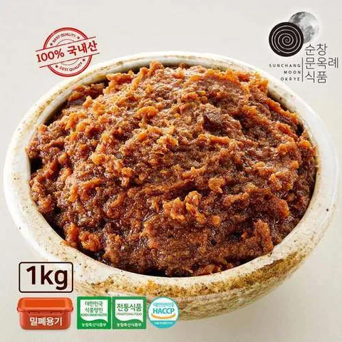 순창문옥례식품 우리콩 전통 쌈장 1kg  밀폐용기