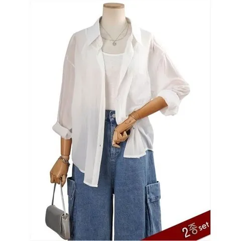 쉬즈나인 모수 긴팔남방+끈나시SET_P394676967