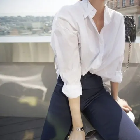 패션플러스 [셀럽하우스] 화이트셔츠 KGDO5770 원피스셔츠 기본셔츠 무지 롱 F78141