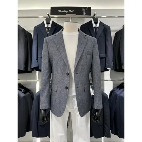 트루젠 봄 여름 아쿠아 린넨혼방 네이비 캐주얼 자켓