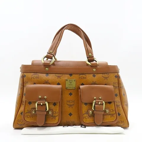 엠씨엠 고이비토 중고명품 MCM(엠씨엠) 1011055130122 금장 로고 비세토스 꼬냑 토트백