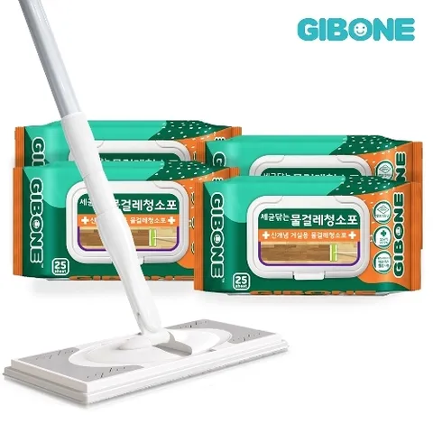 기본에 세균닦는 물걸레 청소포 표준형 4팩 + 밀대걸레 표준형