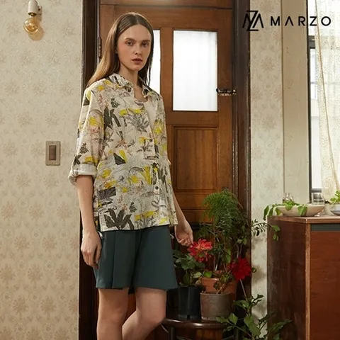 마르조 마르조][1종]포인트패턴 아우터 블라우스화이트