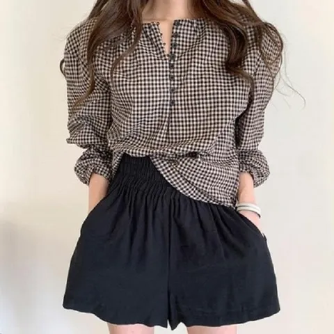 셀러허브 패션 [블로썸스틸] OSM-1006562 소매 라운드넥 블라우스