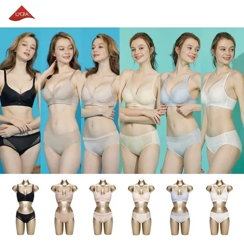 패션플러스 [라이크라] 라이크라 노와이어 옆구리 3단 보정 홈쇼핑 브라팬티세트 2종 6 6