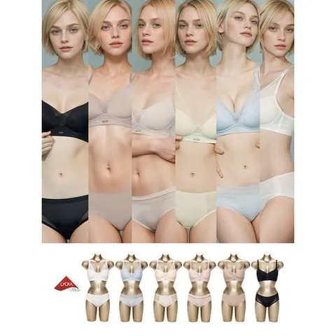 패션플러스 [라이크라] 라이크라 노와이어 옆구리 3단 보정 홈쇼핑 브라팬티세트 2종 6 6