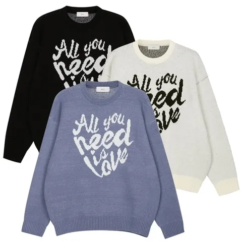 모로엠 캐주얼 크루넥 레터링 니트웨어 5N-KN-Q016