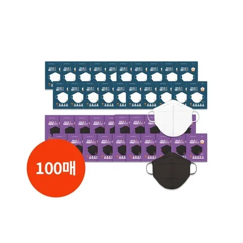 크린조이 KF94 황사 방역 마스크 (대형 100매 블랙/화이트)