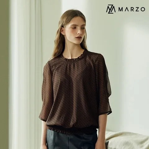 마르조 마르조][1종]간절기 쉬폰 블라우스브라운