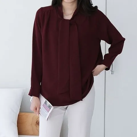 아이우먼 라빈리본타이블라우스 BNS827M605 빅사이즈_P436711850