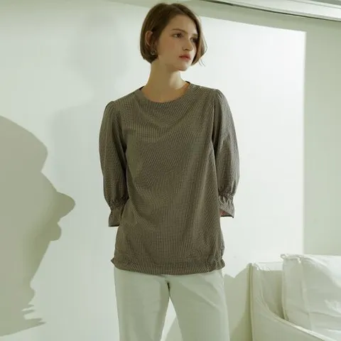 마르조 시어서커 블라우스 오렌지