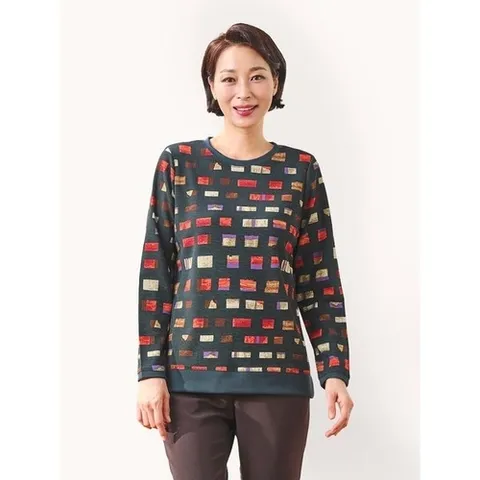 마담엘레강스 몬드리 라운드넥 티블라우스 N243BL70_P373987283
