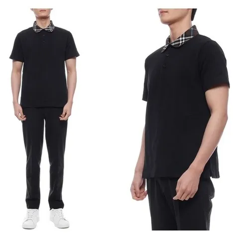 버버리 25SS 남성 체크 카라 폴로 반팔티셔츠 (8103865 BLACK 25S)
