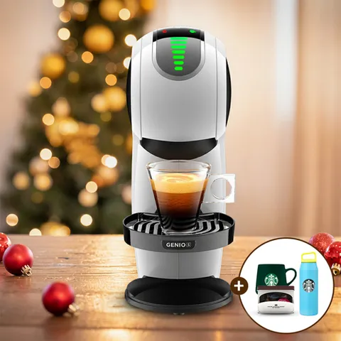 돌체구스토 [스벅텀블러] 돌체구스토 커피머신 지니오S 터치 화이트 (굿즈 : ndg캡슐틴케이스6p + 스타벅스 액티브 미르 텀블러 + 스타벅스 그린머그)