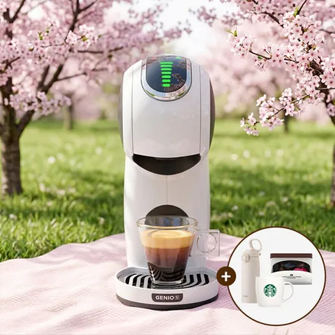 돌체구스토 커피머신 지니오S 터치 화이트 (굿즈:돌체구스토 캡슐 6P 틴케이스+카푸치노 머그+써모스 캐리 루프 원터치 텀블러(색상랜덤))