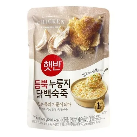 셀러허브 식품 [룽스_6818]CJ 조리식품 햇반 듬뿍 누룽지 닭백숙죽 (52012613)
