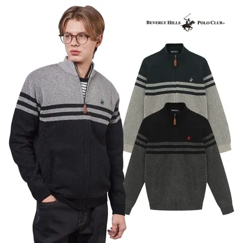 비버리힐스폴로클럽 비버리힐스폴로클럽 A40JP920J4 맨 집업 니트DJ